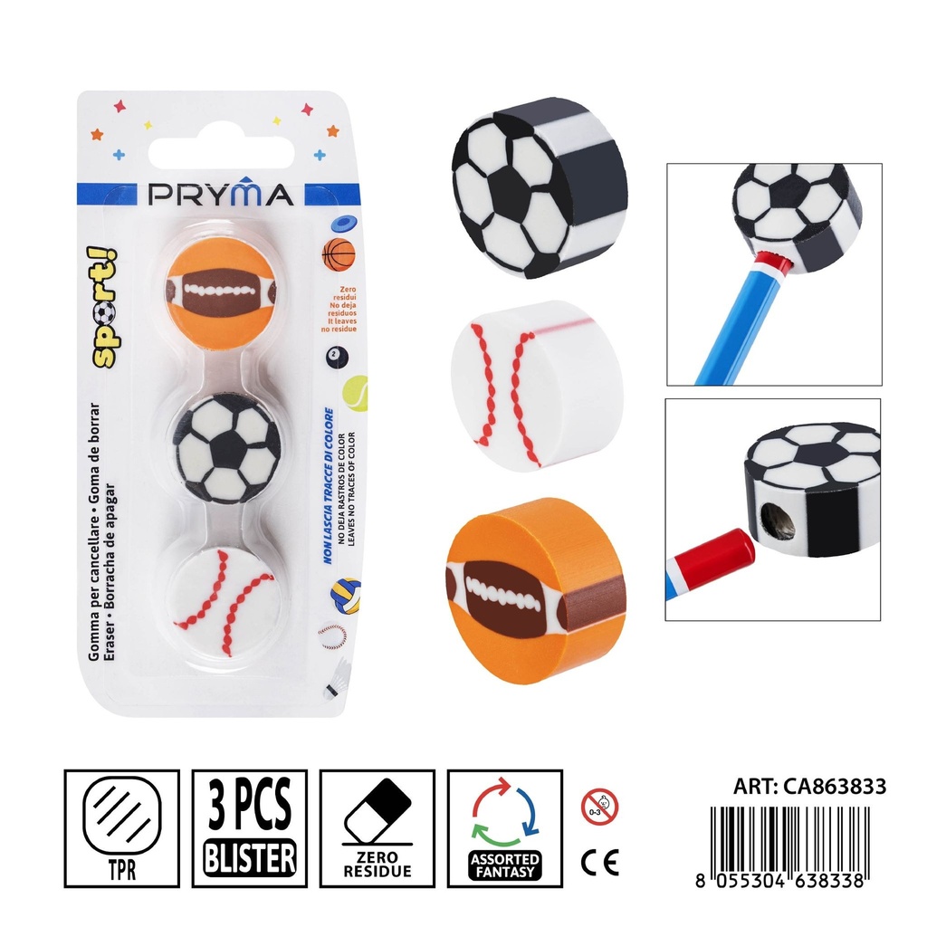 Goma borradora 3 piezas - Papelería escolar y útiles