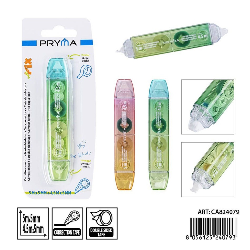Cinta correctora + cinta adhesiva 5mm x 5m - Papelería escolar y corrección