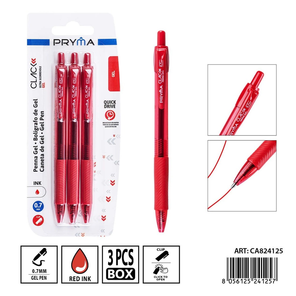 Bolígrafo con secado rápido 0.7mm 3pz rojo - Papelería y útiles de escritura