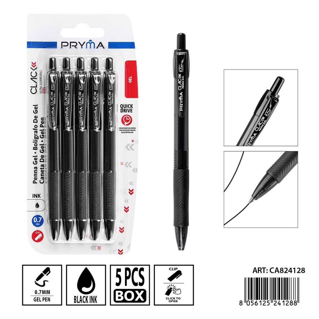 Bolígrafo con secado rápido 0.7mm 5pz negro - Papelería y útiles de escritura