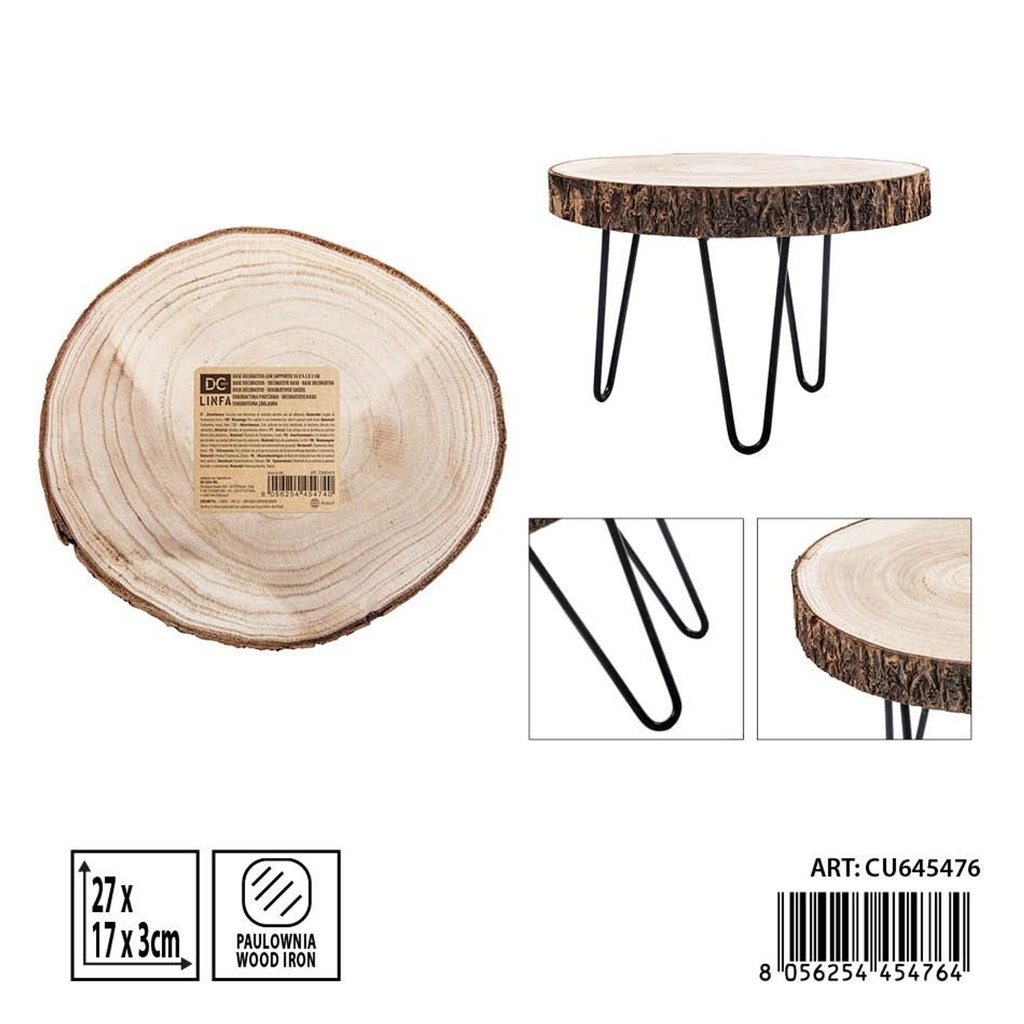 Base decorativa con soporte de madera 27X17X3 cm - Accesorios de cocina y madera