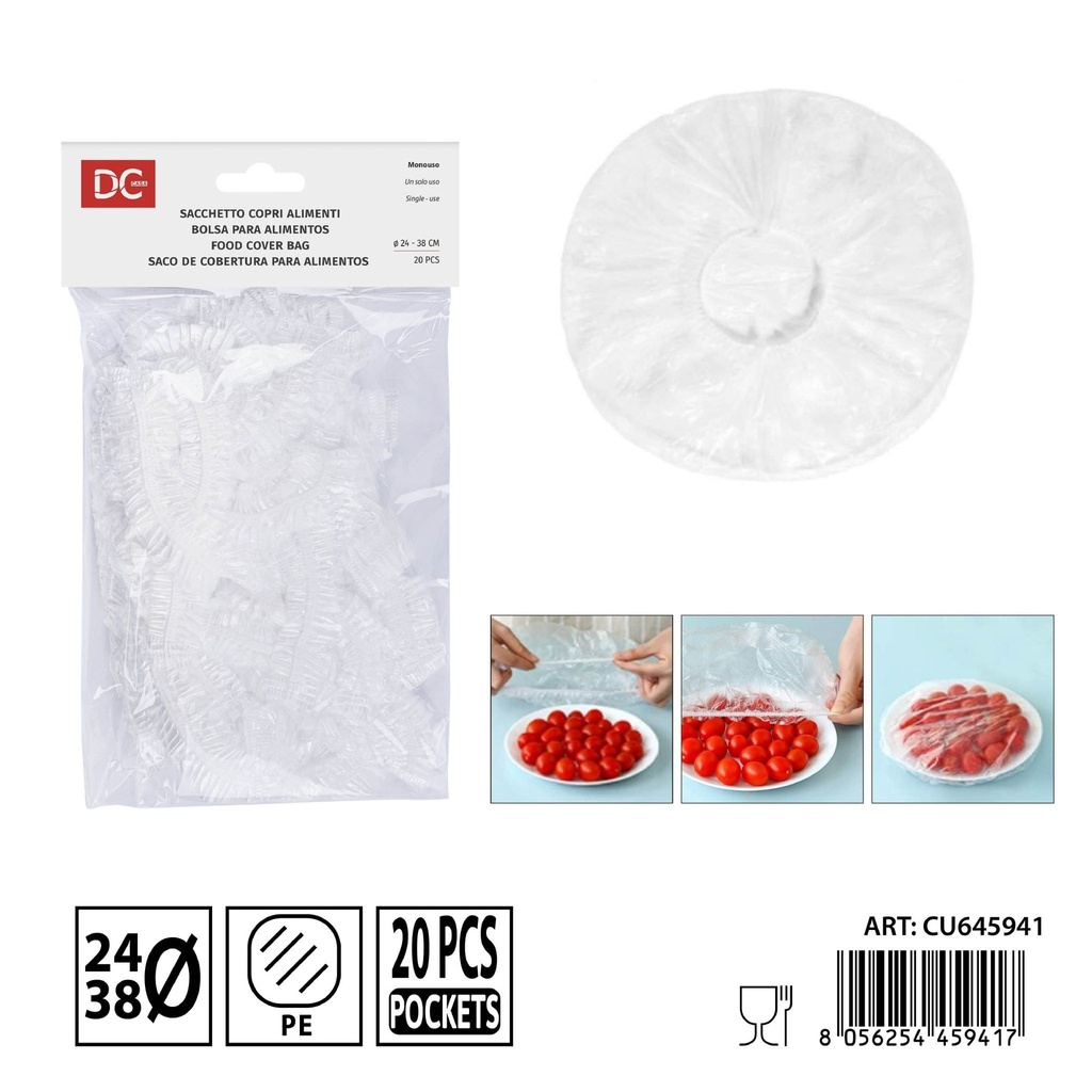 Film de un solo uso con elástica 24-38cm 20piezas - Utensilios de cocina y accesorios desechables