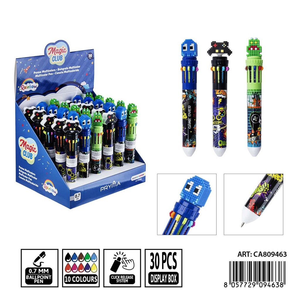 Bolígrafo multicolor 10 en 1 (0.7 mm) - Herramientas de escritura