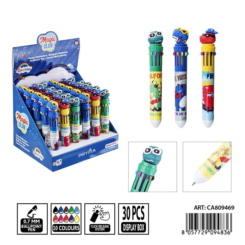 Bolígrafo multicolor 10 en 1 (0.7 mm) - Herramientas de escritura