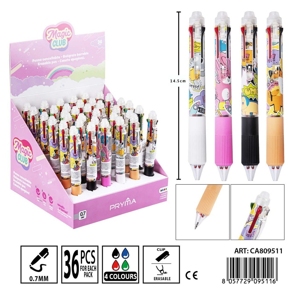 Bolígrafo borrable 4 en 1 (0.7 mm) - Herramientas de escritura
