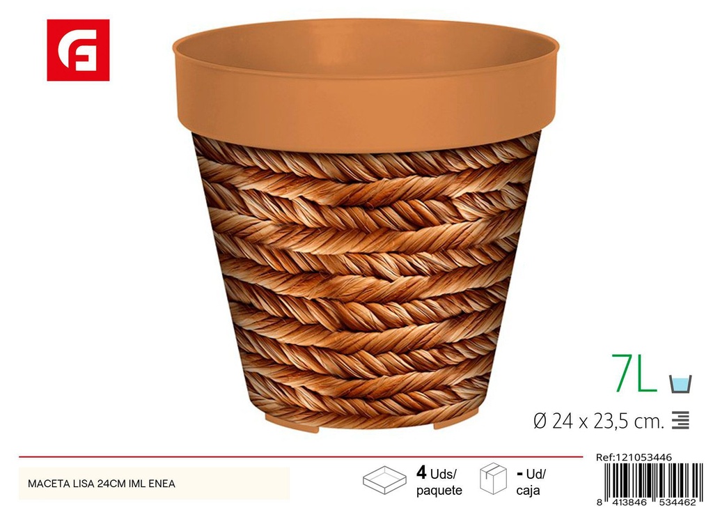 Maceta lisa de 24 cm con textura de enea - Decoración de jardín y macetas