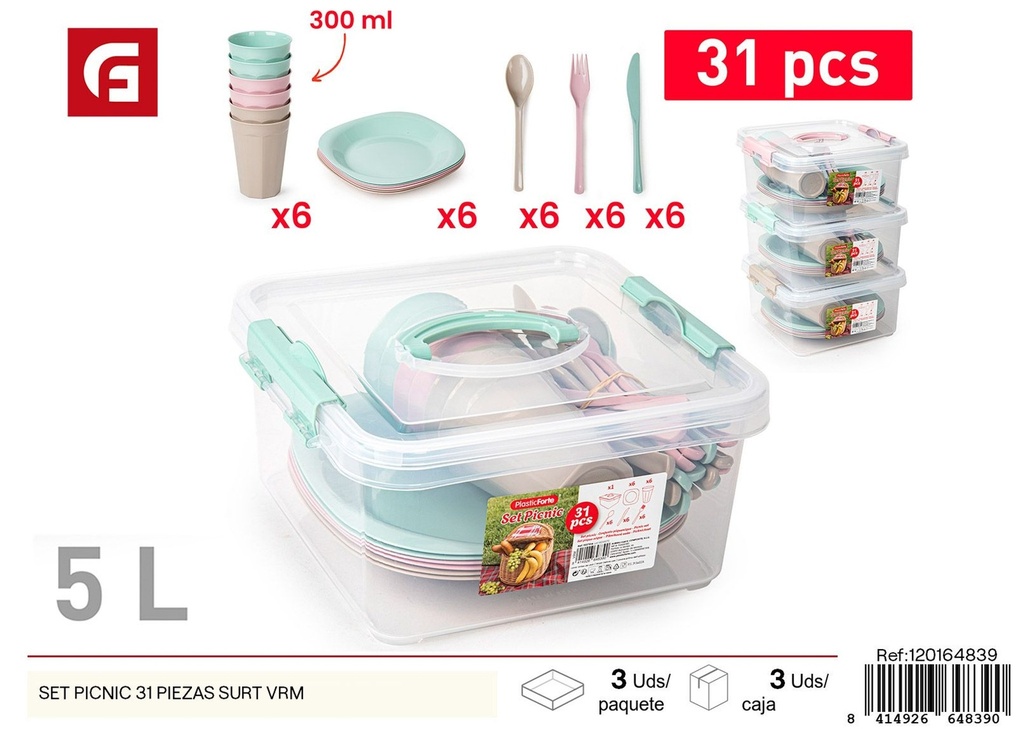 Set de picnic 31 piezas surtido VRM - Plásticos de cocina y utensilios