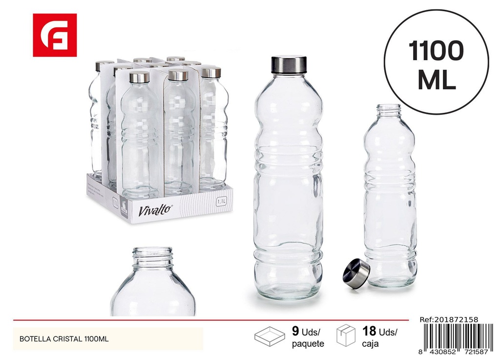Botella de cristal 1100 ml - Utensilio de cocina