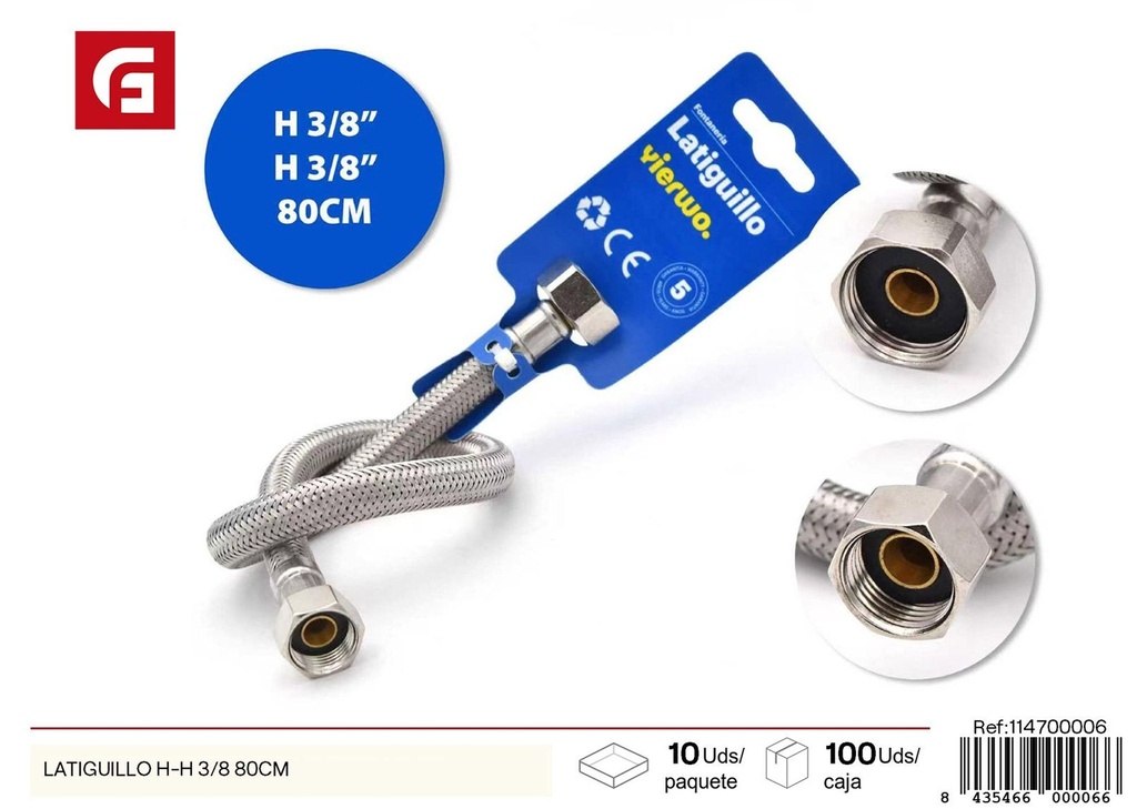 Llatiguillo H-H 3/8 80 cm - Accesorios de fontanería