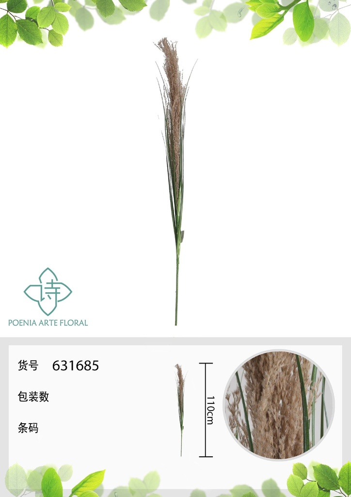 Rama de hierba natural con cebolla de 110 cm - Decoración botánica