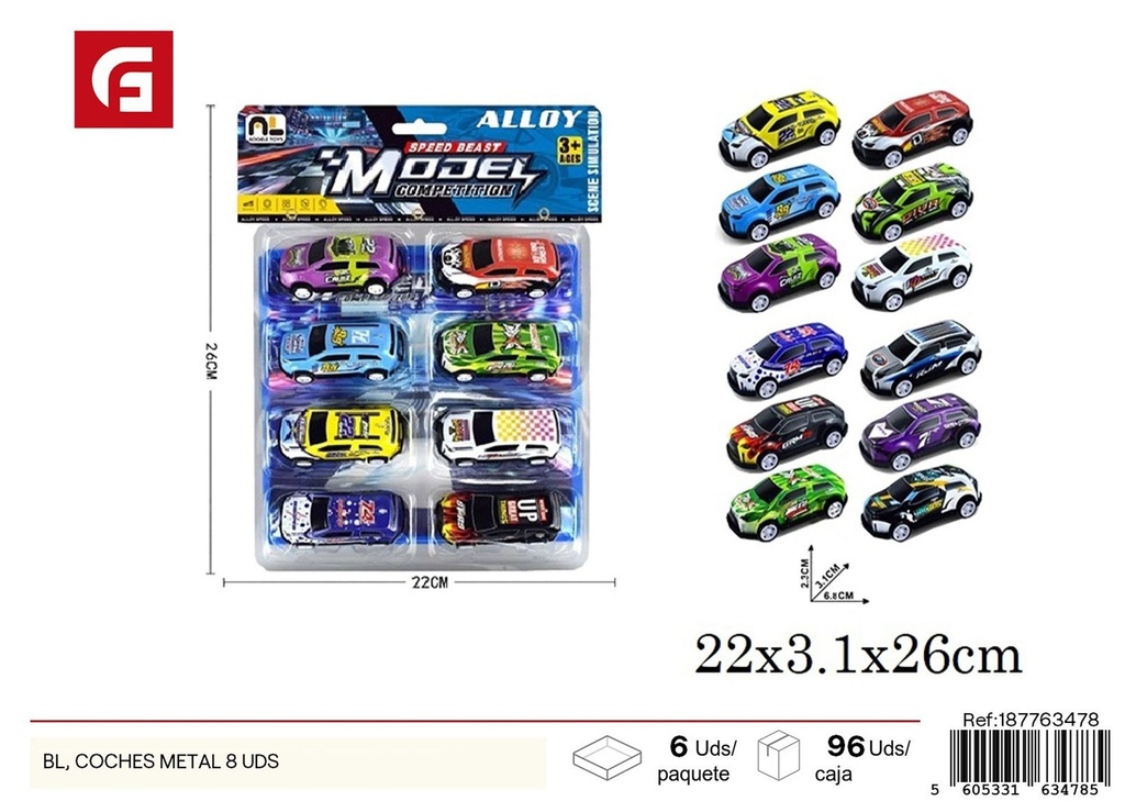 Set de 8 coches de metal - Juguetes de vehículos