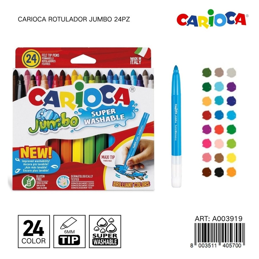 Rotulador Carioaca Jumbo 24pz - Material escolar y papelería