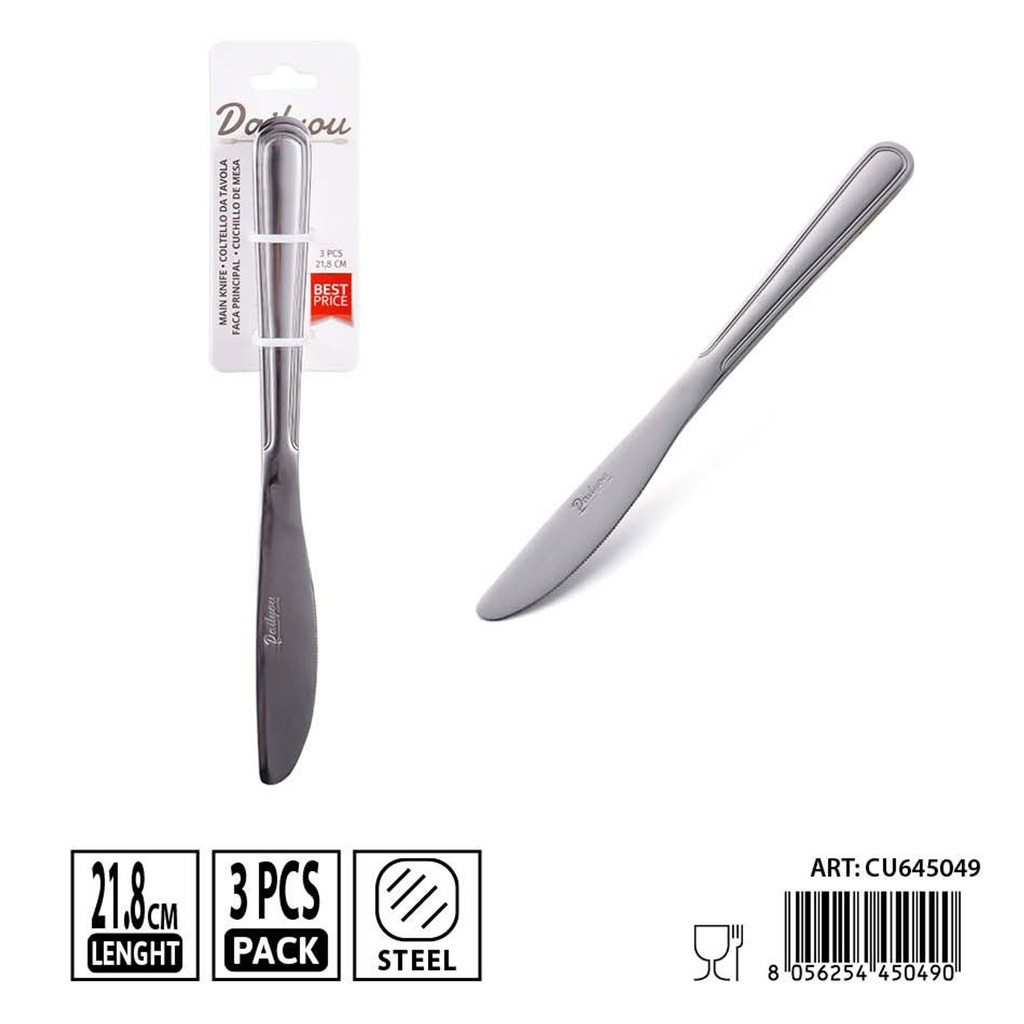 Cuchillos de mesa de acero inoxidable 430 - Set de 3 piezas 21.8 cm