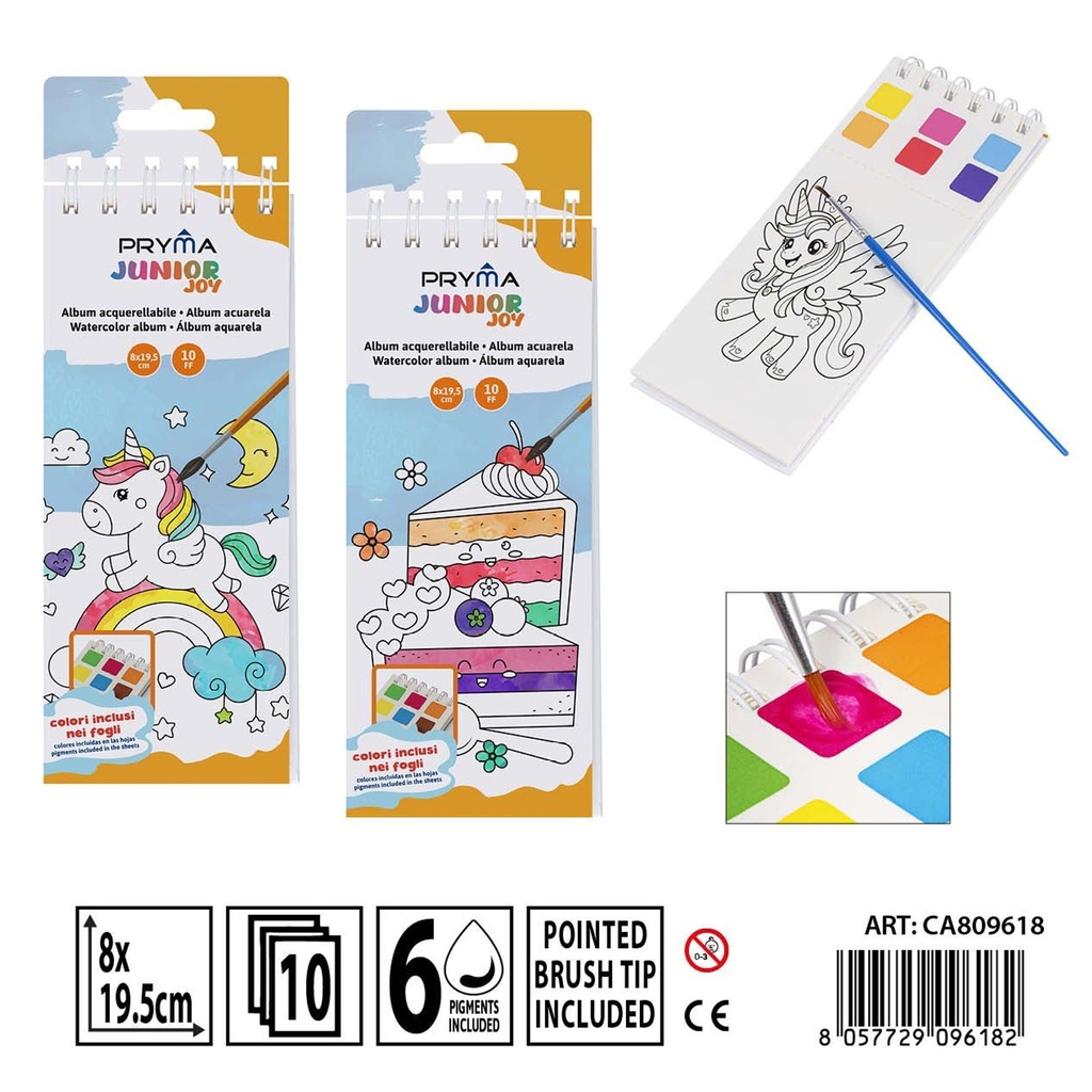 Álbum de acuarela con pincel 19.5 x 8 cm - Material de manualidades