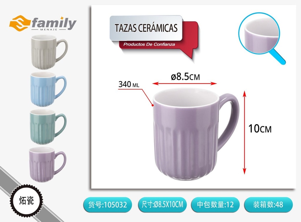 Taza de cerámica con relieve 340ml - Artículos de bebida y cerámica