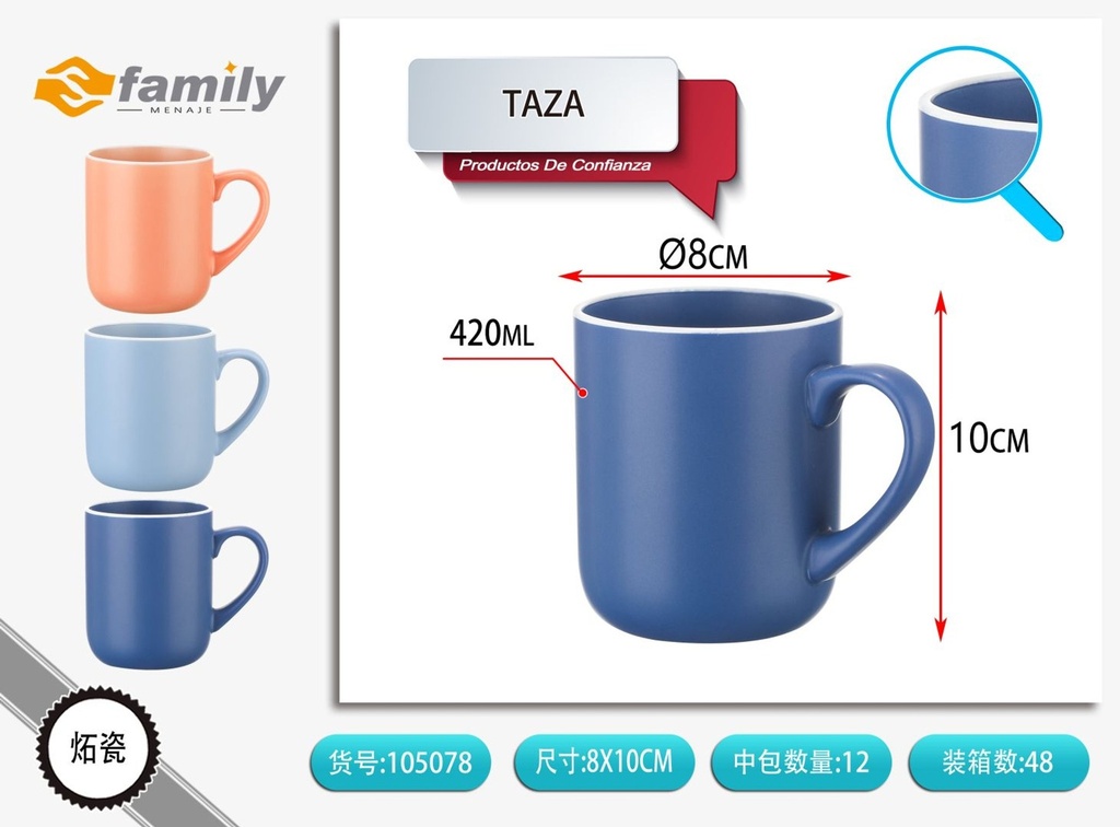 Taza de cerámica monocromática de 420ML - Artículos de bebida y cerámica