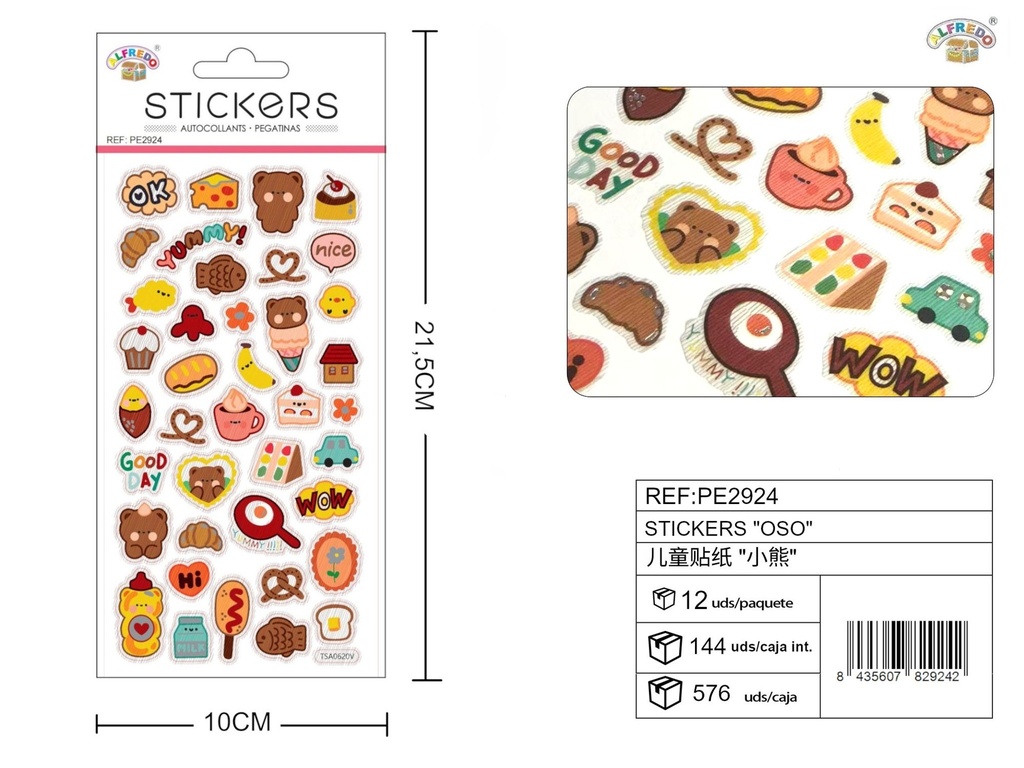 Stickers "Oso" 10 x 21.5 cm - Material escolar y decorativo
