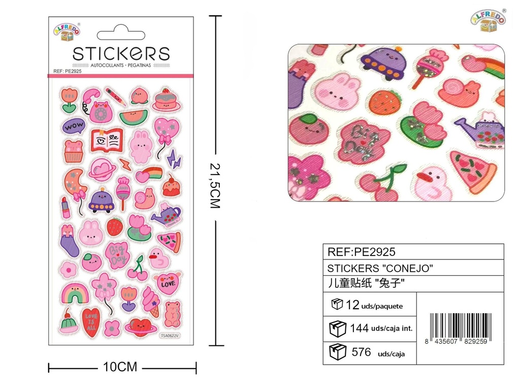 Stickers "Conejo" 10 x 21.5 cm - Material escolar y decorativo