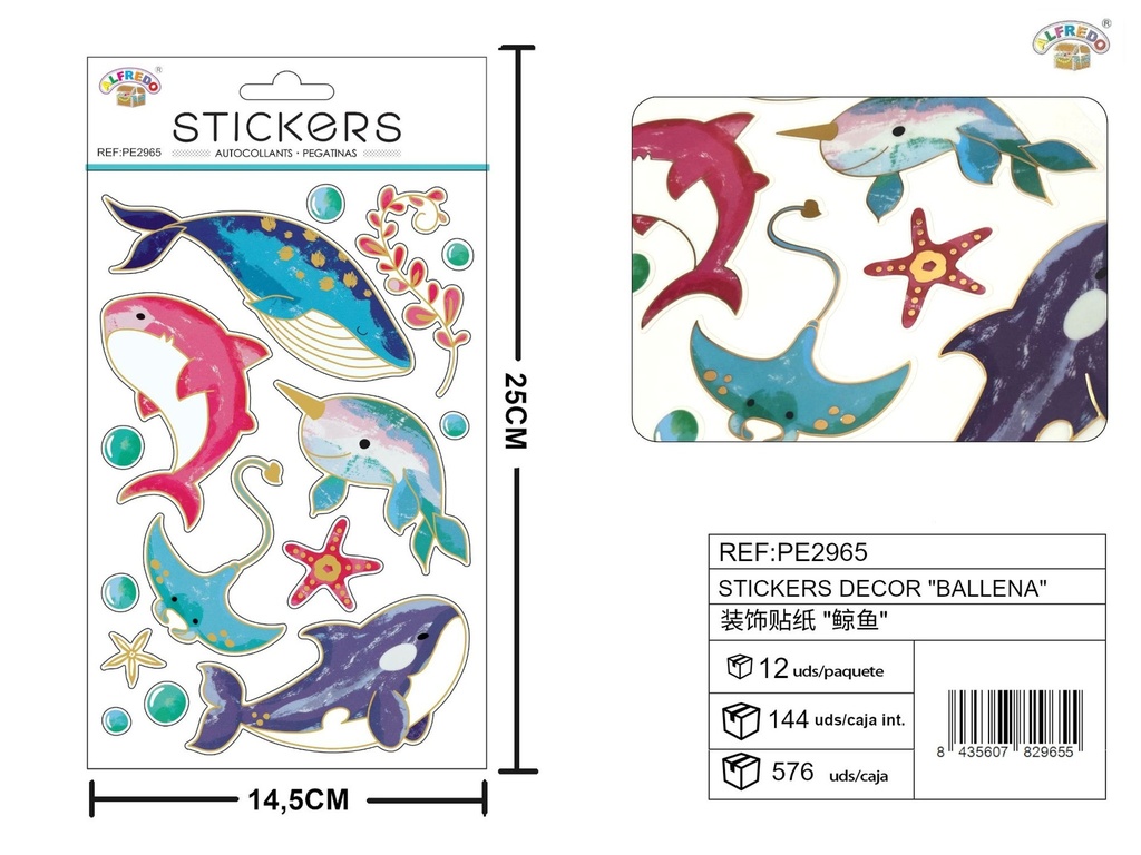 Stickers decorativos "Ballena" 14.5x25cm - Adornos para manualidades