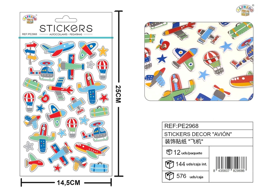 Stickers decorativos "Avión" 14.5x25cm - Adornos para manualidades
