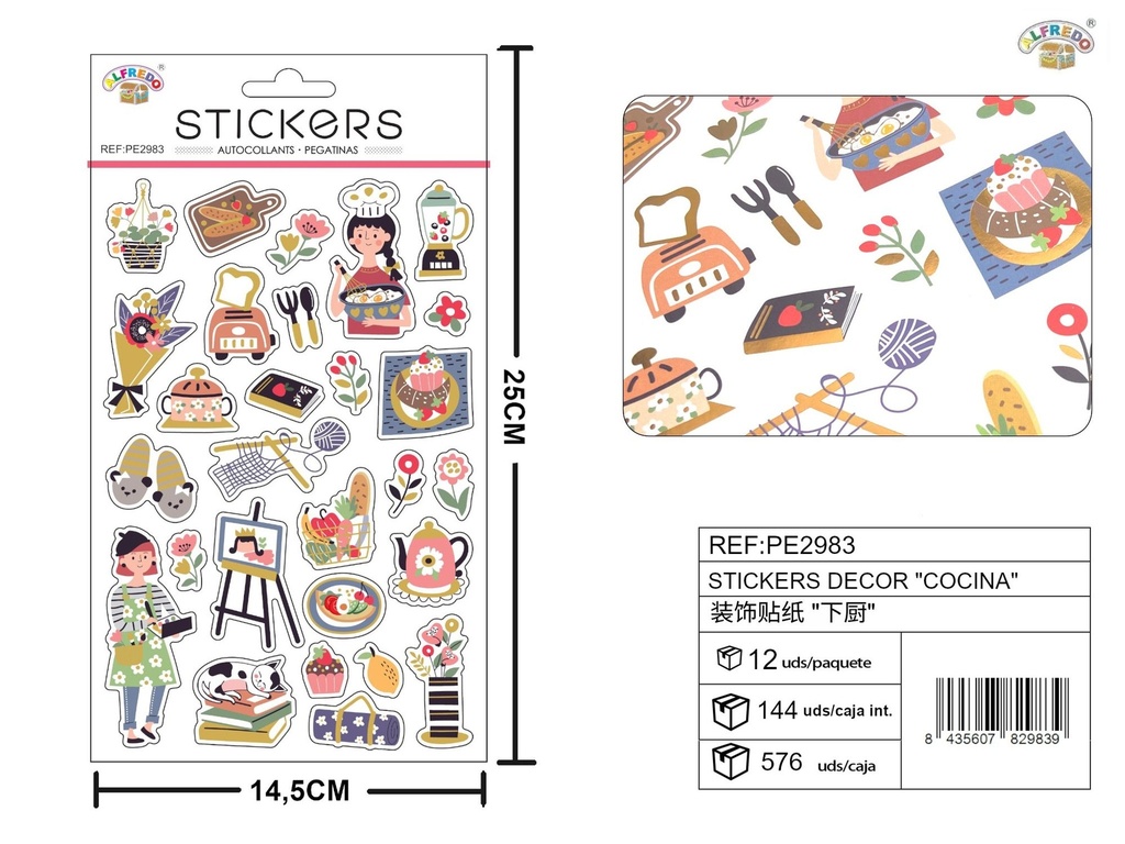Stickers decorativos "Cocinar" 14.5x25cm - Adornos para manualidades