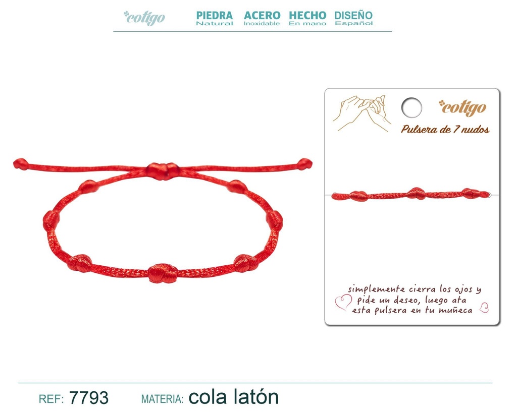 Pulsera 7 nudos de cola ratón - Accesorios de joyería