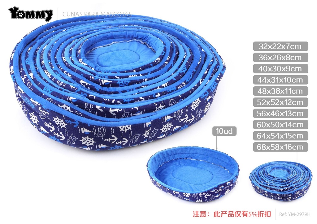 Set de cuna de lona azul para mascotas 10 piezas 68x58x16 cm - Accesorios para mascotas