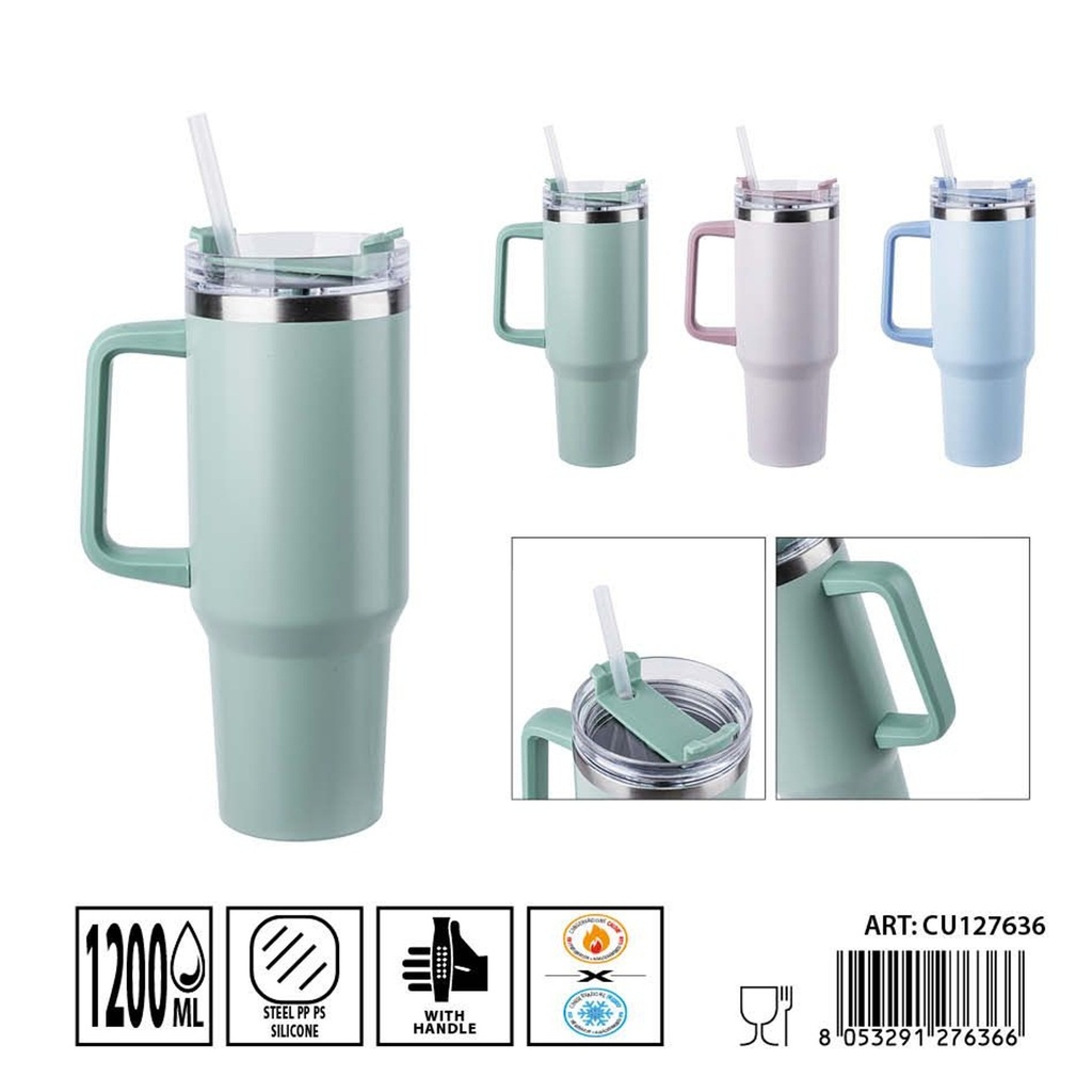 Botella térmica con pajita de 1200 ml DC CASA - Accesorios de cocina