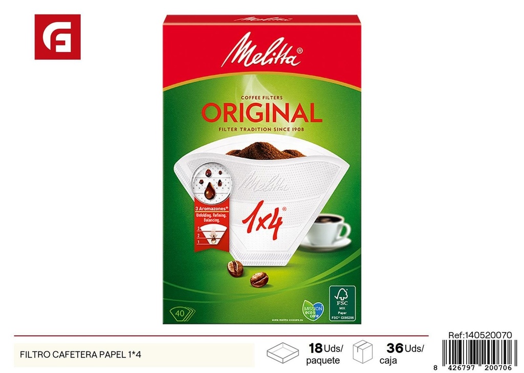 Filtro de papel para cafetera 1*4 - Accesorios de cocina para café