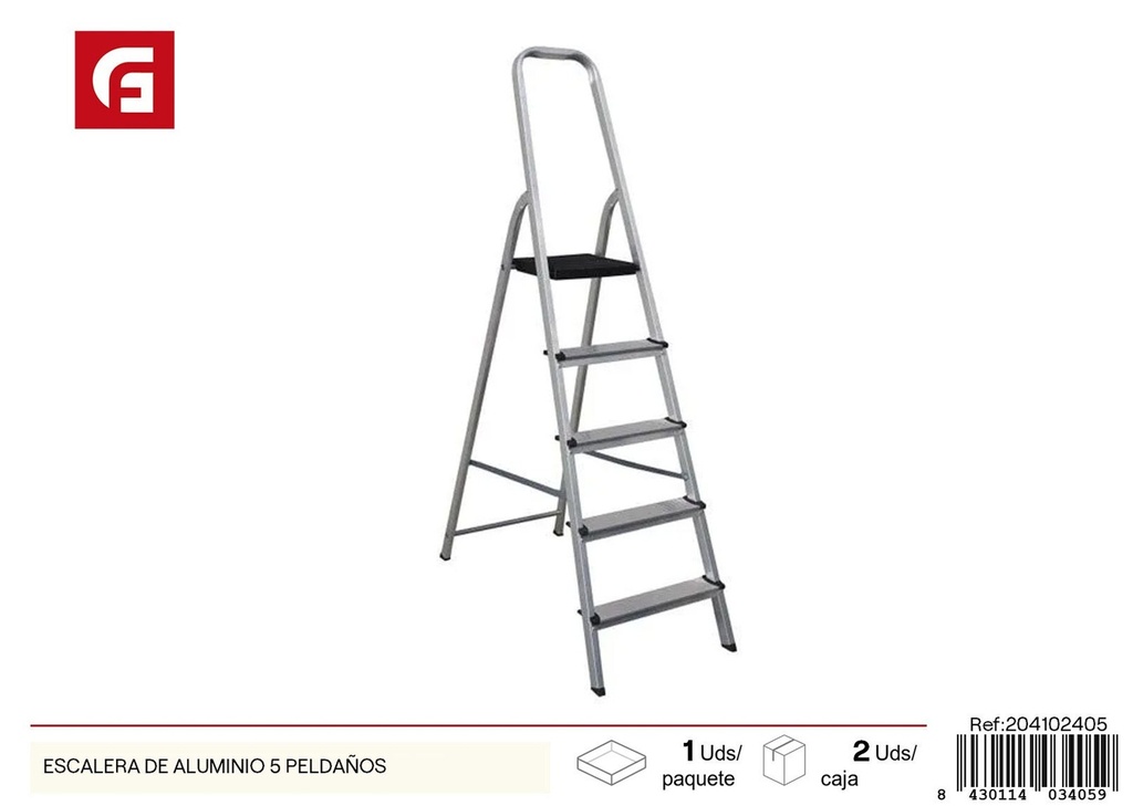 Escalera de aluminio 5 peldaños - Herramienta de construcción