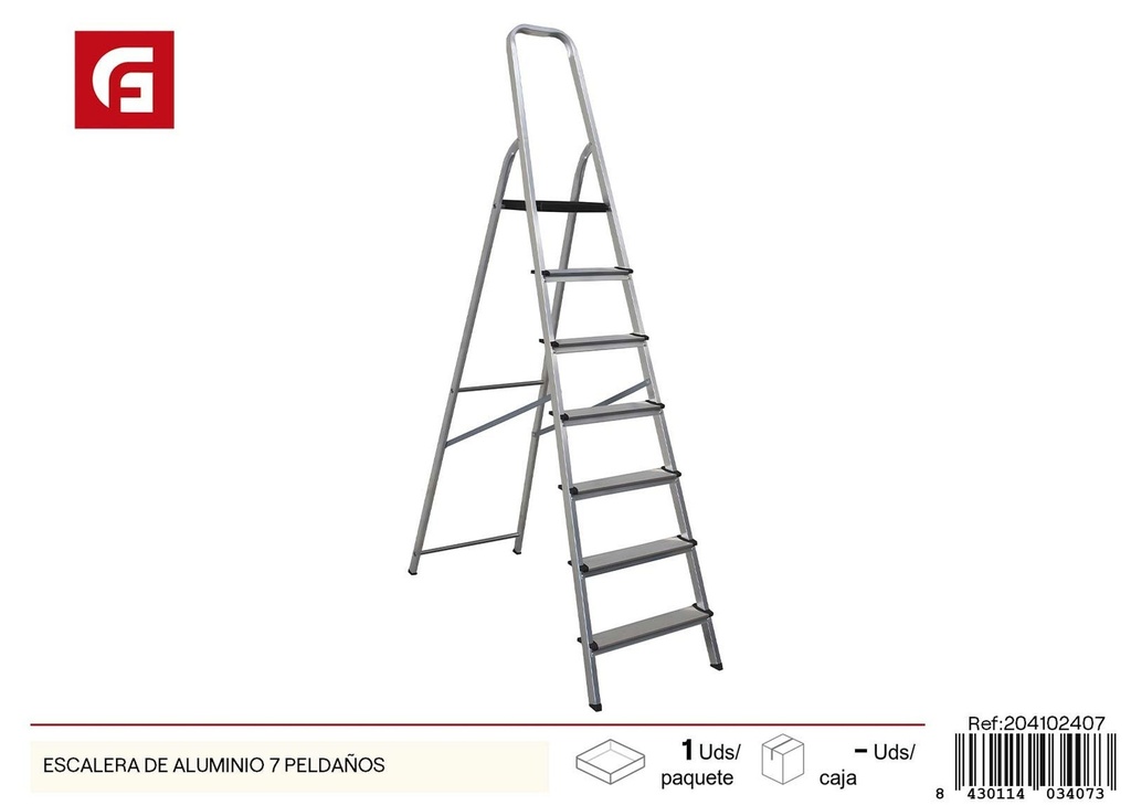 Escalera de aluminio 7 peldaños - Herramienta de construcción