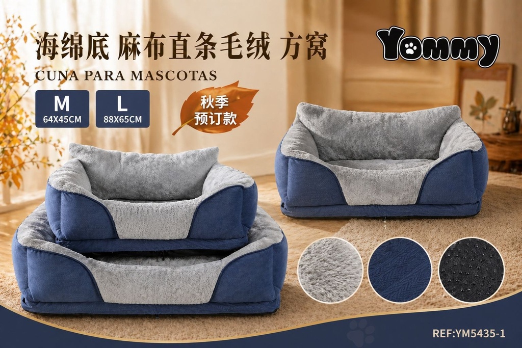 Cuna de perro de tela de arpillera azul REF 5435-1 - Camas para mascotas