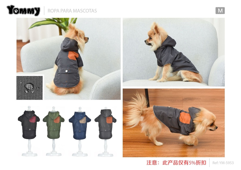 Sudadera impermeable para perros M - Ropa para mascotas
