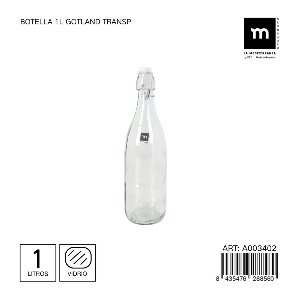 Botella de vidrio de 1L con tapa hermética - Utensilios de cocina