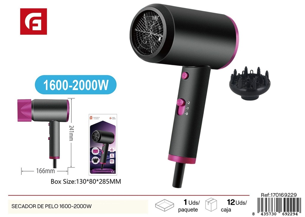 Secador de pelo 1600-2000W - Electrónica para belleza
