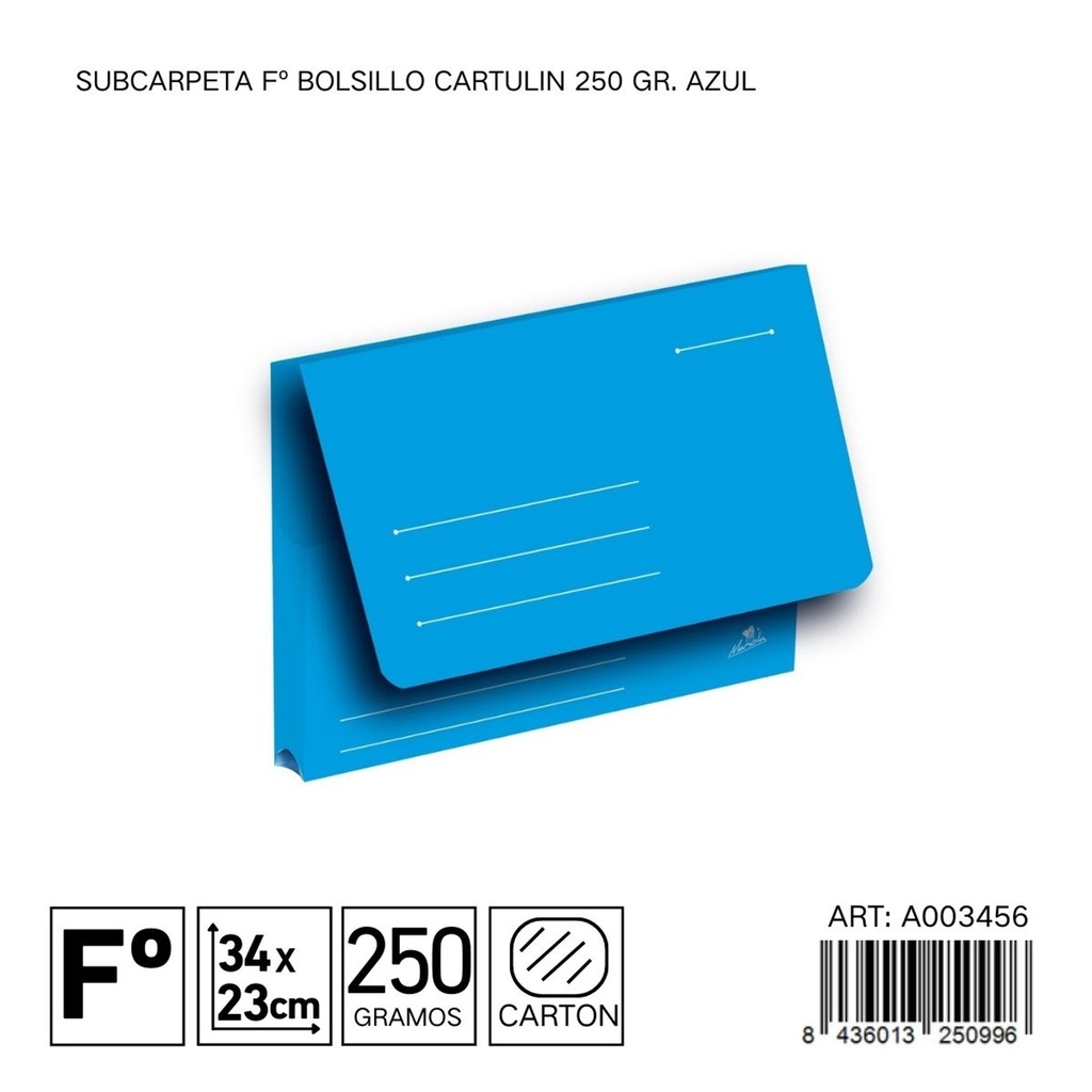 Subcarpeta folio 250gr azul - Material de organización