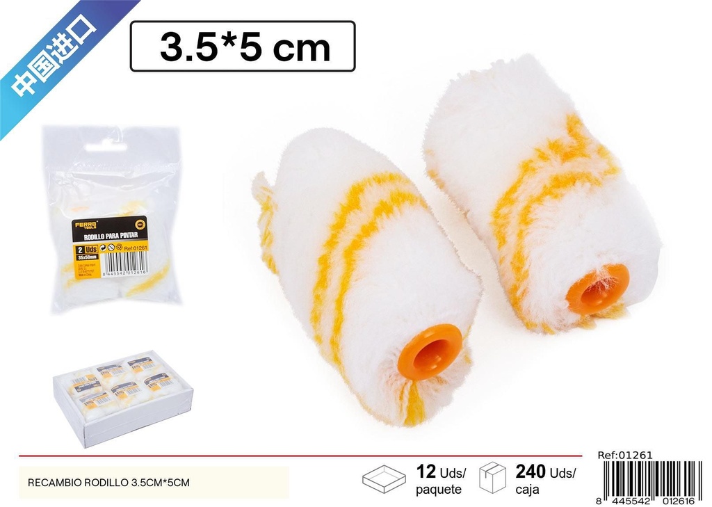 Recambio rodillo pelo largo 5 cm 2 piezas - Suministros para pintura