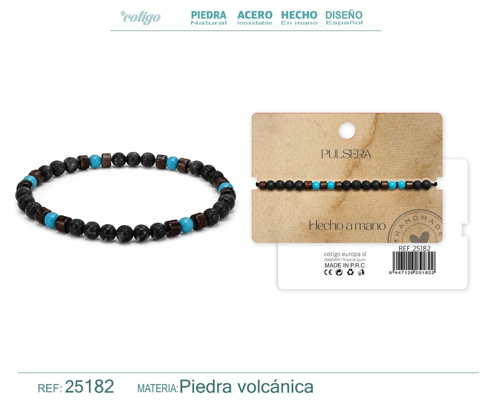 Pulsera de piedra volcánica hecha a mano - Joyería de piedras