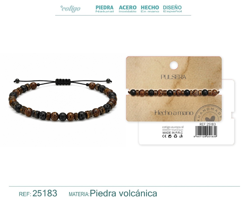 Pulsera de piedra volcánica hecha a mano - Joyería de piedras