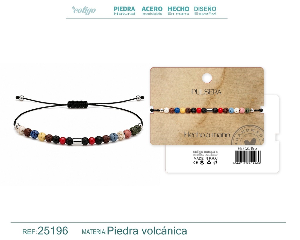 Pulsera de piedra volcánica hecha a mano - Joyería artesanal y accesorios