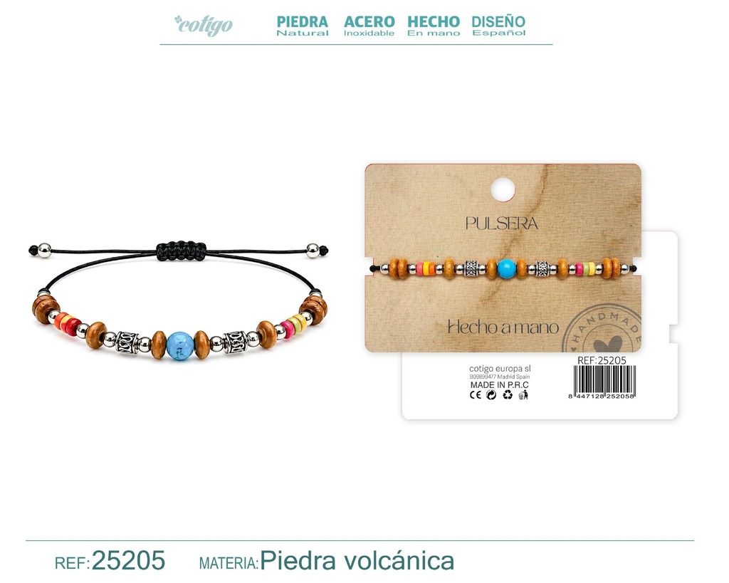 Pulsera de piedra volcánica hecha a mano - Accesorios de bisutería