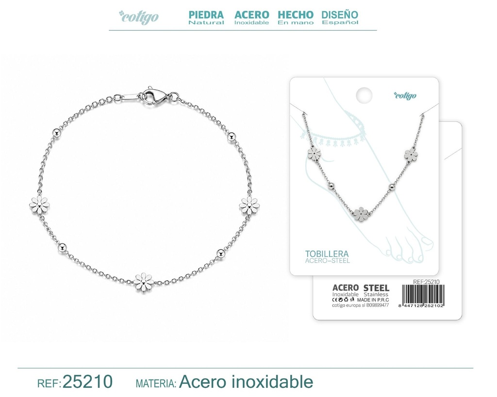 Tobillera de acero inoxidable - Joyería y accesorios