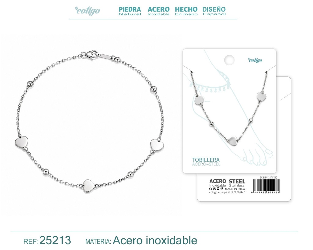 Tobillera de acero inoxidable - Joyería y accesorios