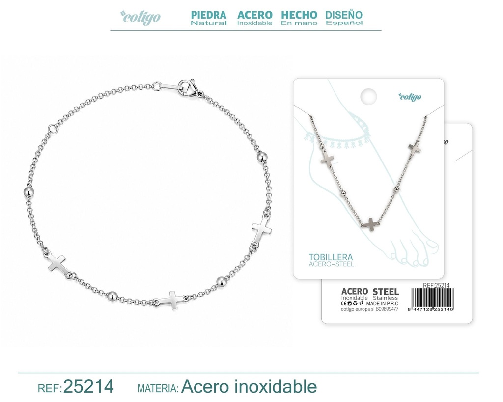 Tobillera de acero inoxidable - Joyería y accesorios