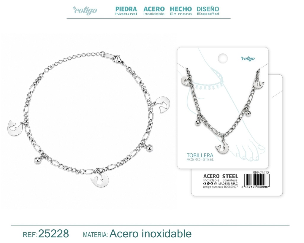 Tobillera de acero inoxidable - Joyería y accesorios