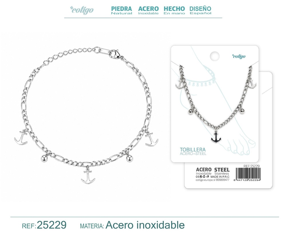 Tobillera de acero inoxidable - Joyería y accesorios