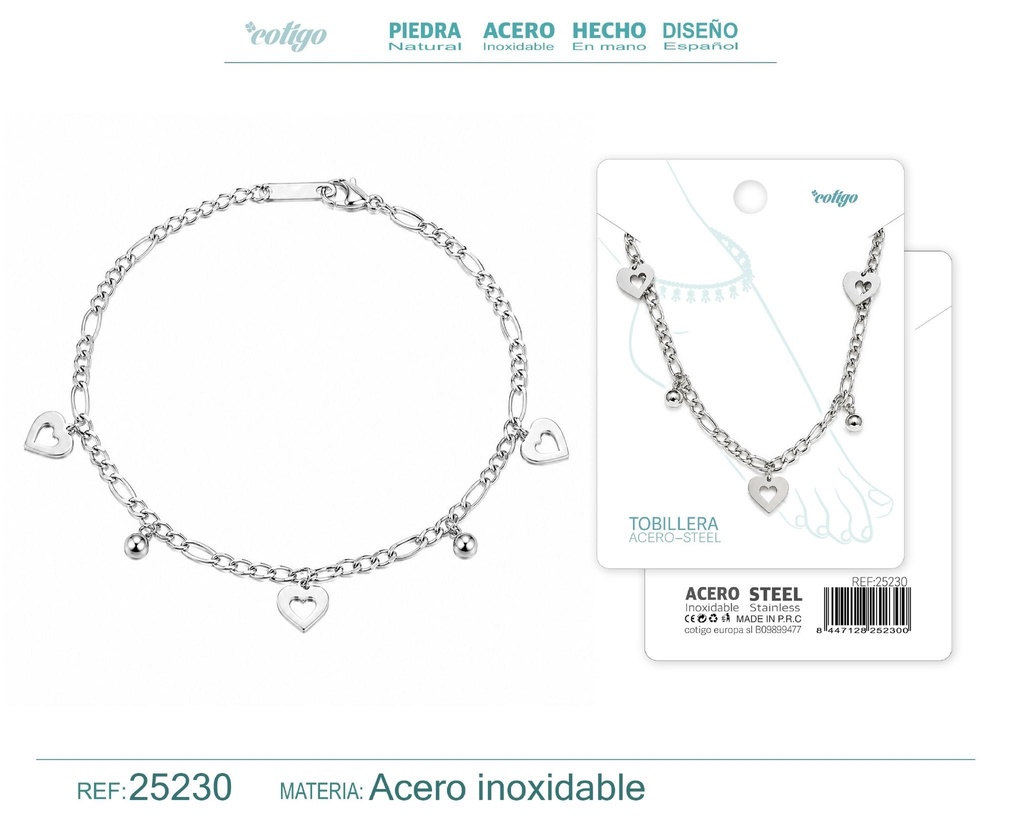 Tobillera de acero inoxidable - Joyería y accesorios