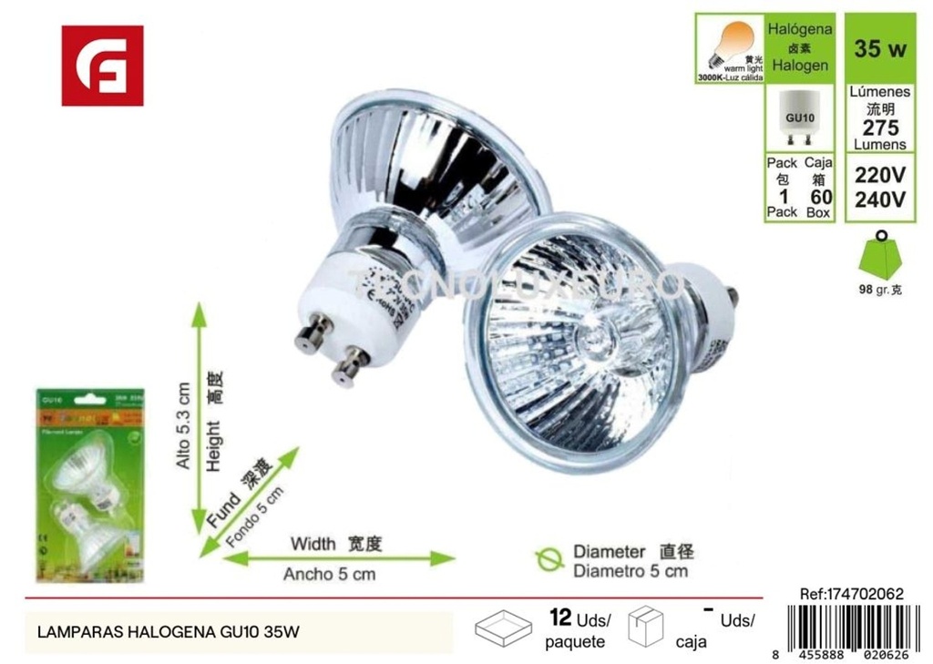 Bombillas halógenas GU10 35W - Iluminación y bombillas