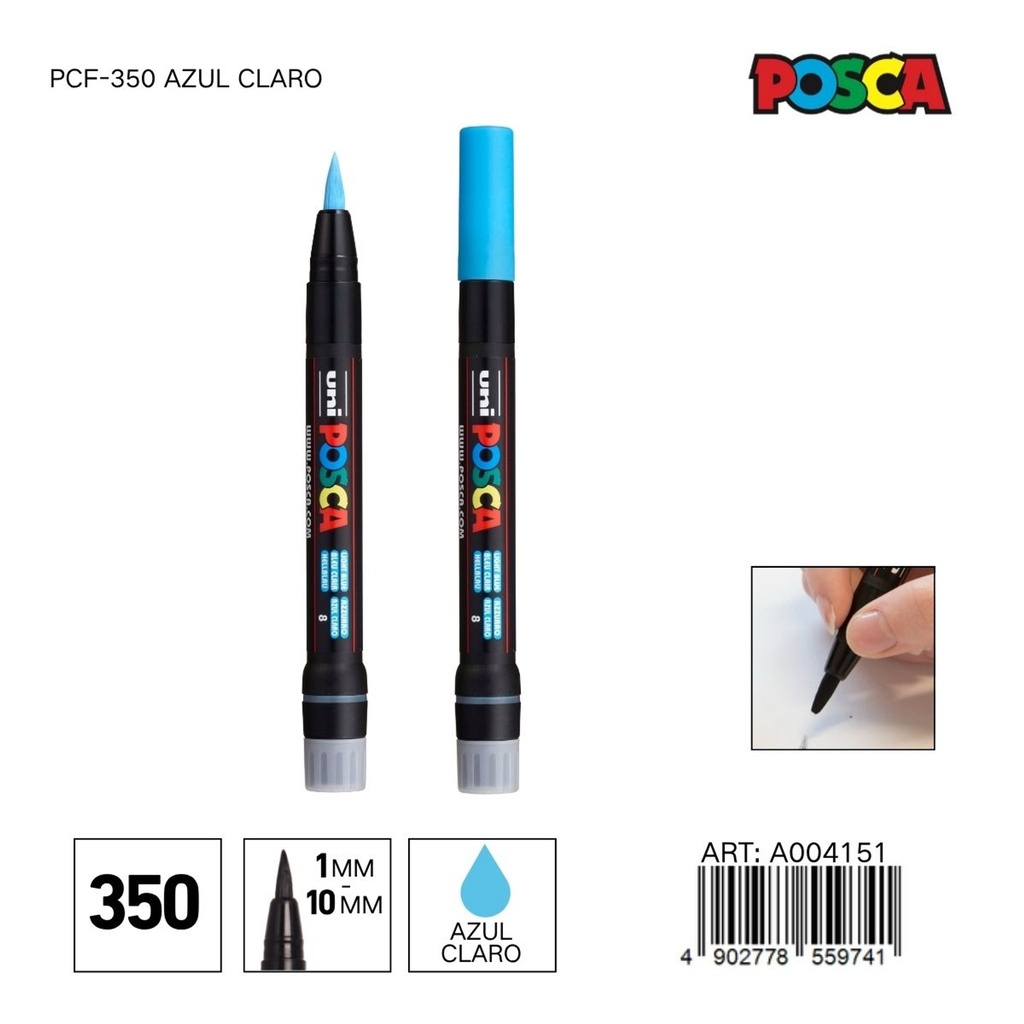 Marcador POSCA de punta suave 0.1mm-10mm PCF-350 Azul Claro - Material de oficina
