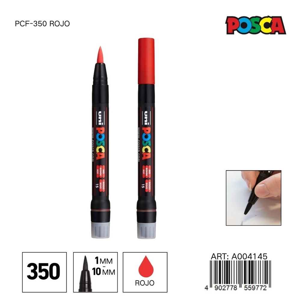 Marcador POSCA de punta suave 0.1mm-10mm PCF-350 Rojo - Material de oficina